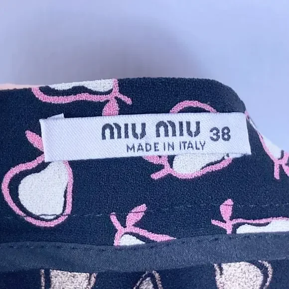 NWOT MIU MIU Skirt 38/US~S ITALY Logo-Spell-Out-Writing Pear-Print Maxi Midi Zip